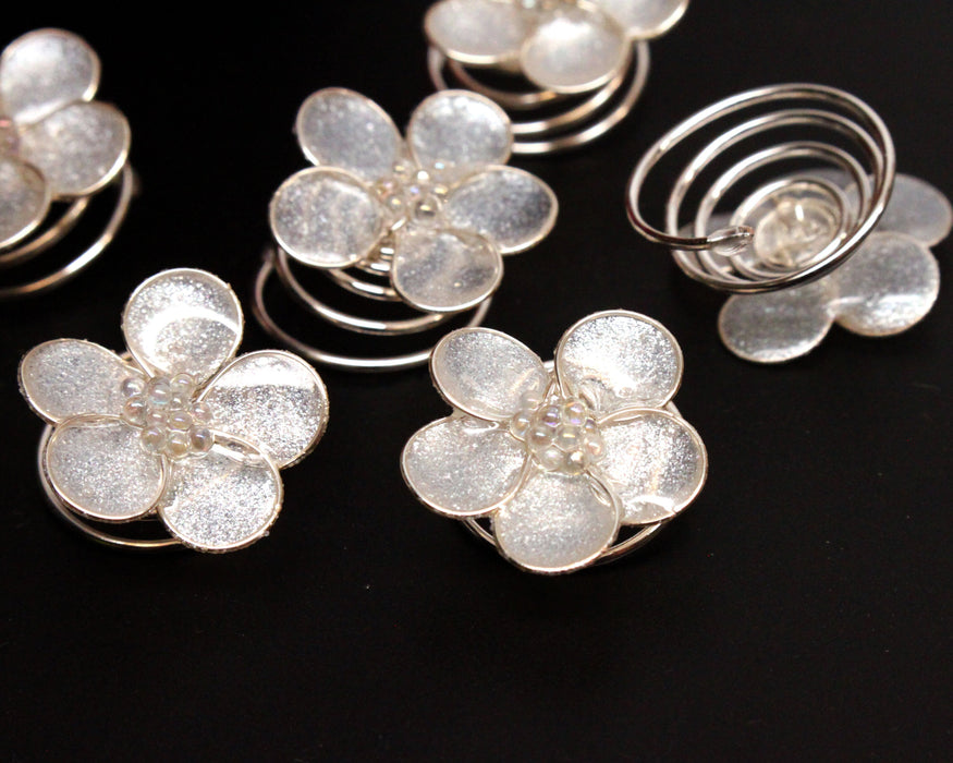 Handmade Pearl Forget-Me-Not Hair Swirls - Set of 3