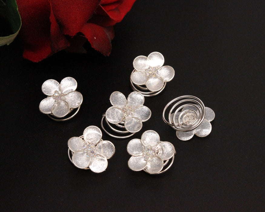 Handmade Pearl Forget-Me-Not Hair Swirls - Set of 3