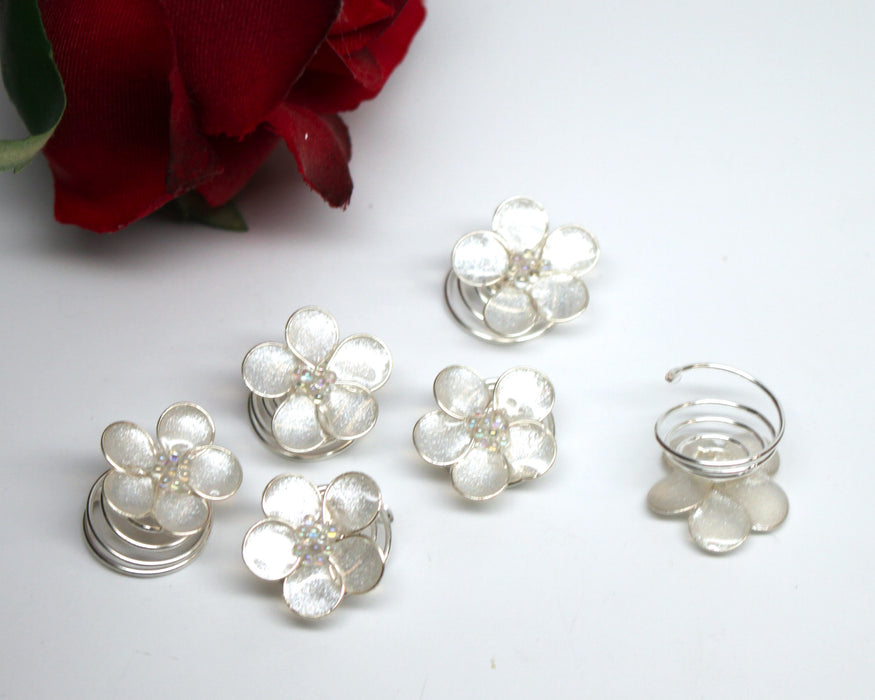 Handmade Pearl Forget-Me-Not Hair Swirls - Set of 3