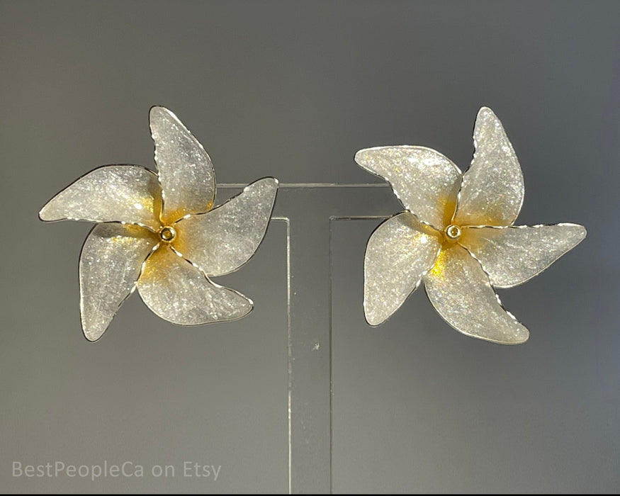 Handmade Sampaguita Flower Stud Earrings: Philippine Pearl Jewelry