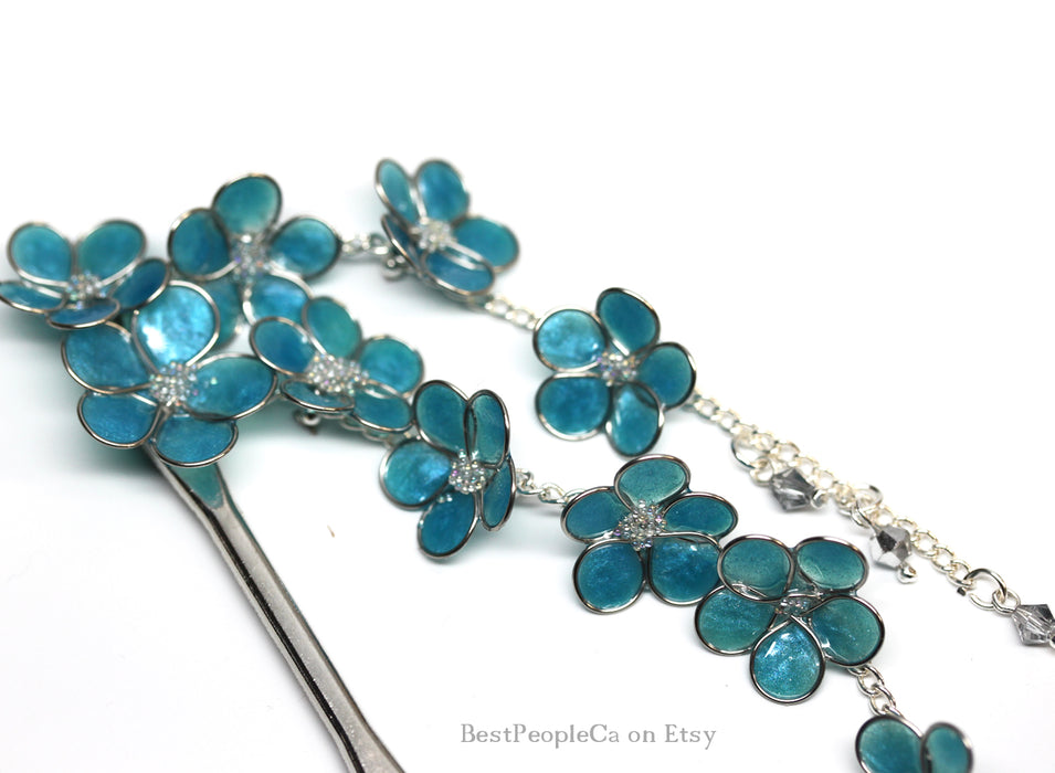 Forget-Me-Not Kanzashi Hair Stick