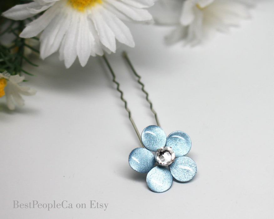 Bride Wars Inspired Blue Flower Hair Pin. Something Blue.