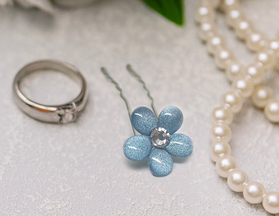 Bride Wars Inspired Blue Flower Hair Pin. Something Blue.