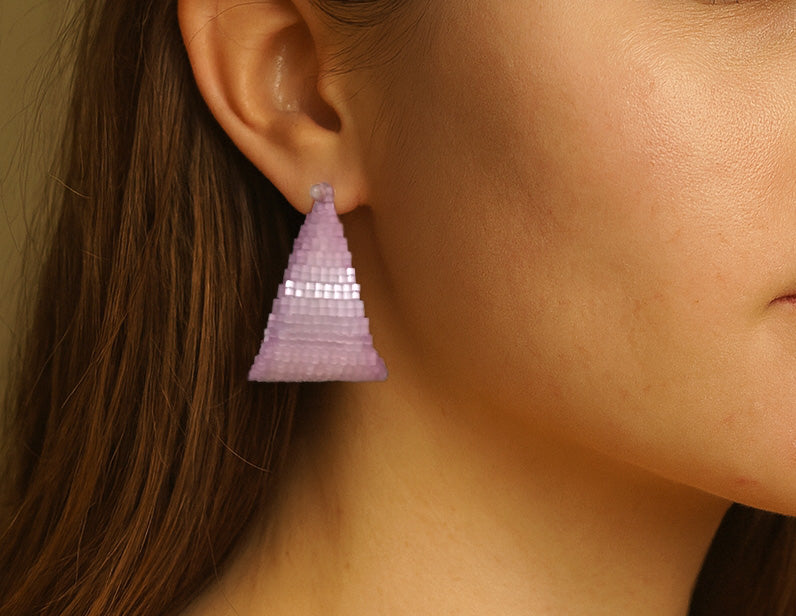 Soft Pink Beaded Loop Earrings – Handmade Miyuki 3D Wrap Earrings, Lightweight Statement Hoops, Elegant Modern Jewelry by ZELOREI