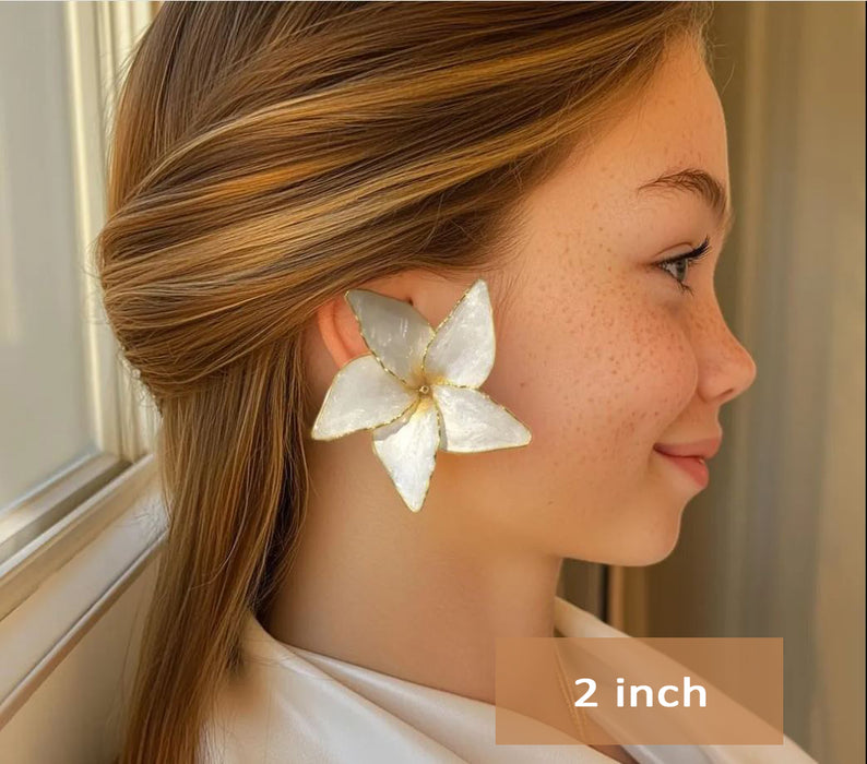 Handmade Sampaguita Flower Stud Earrings: Philippine Pearl Jewelry